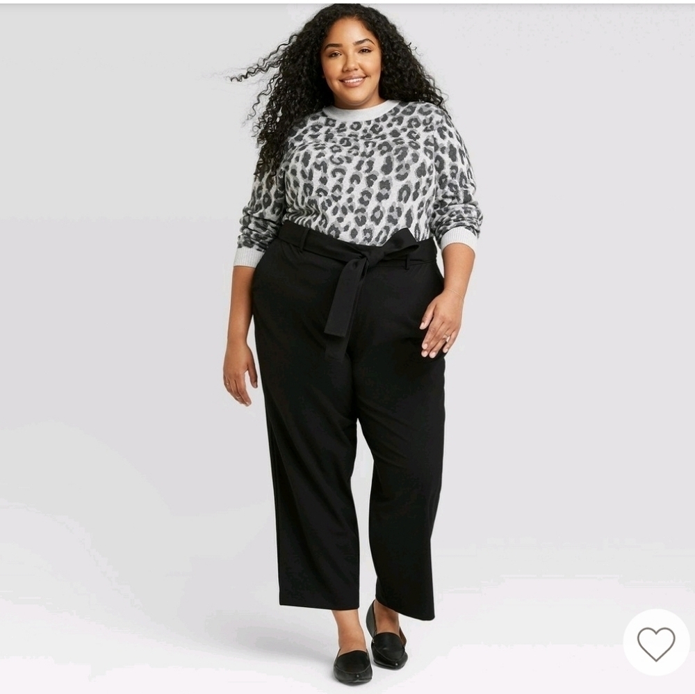 A New Day Black High-Rise Tie Waist Ankle Pants Size 2